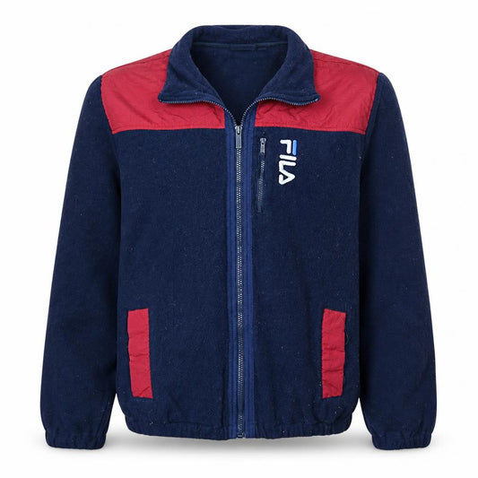FILA Men's Blue and Red Full Zip Fleece Jacket Size M