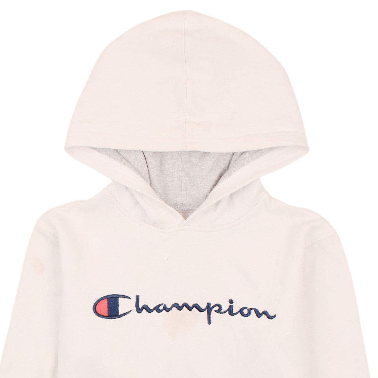 Champion Women White Pullover Hoodie L Logo Embroidered Comfortable