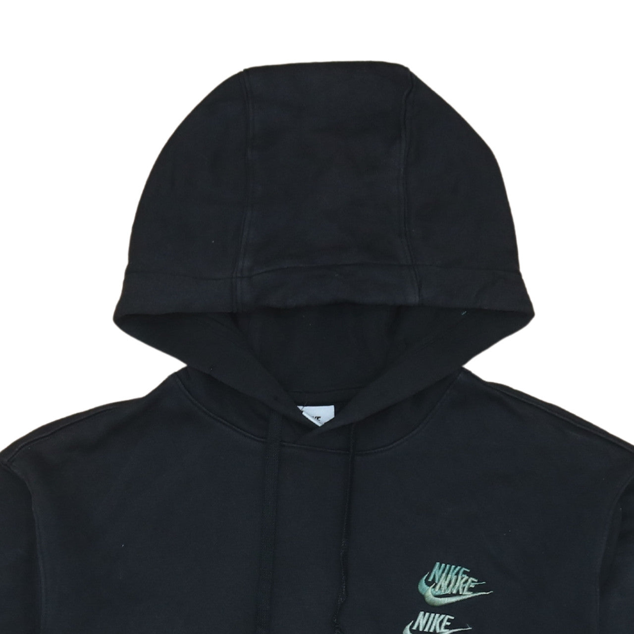 Nike Mens Black Small Pullover Hoodie with Green Embroidered Logo