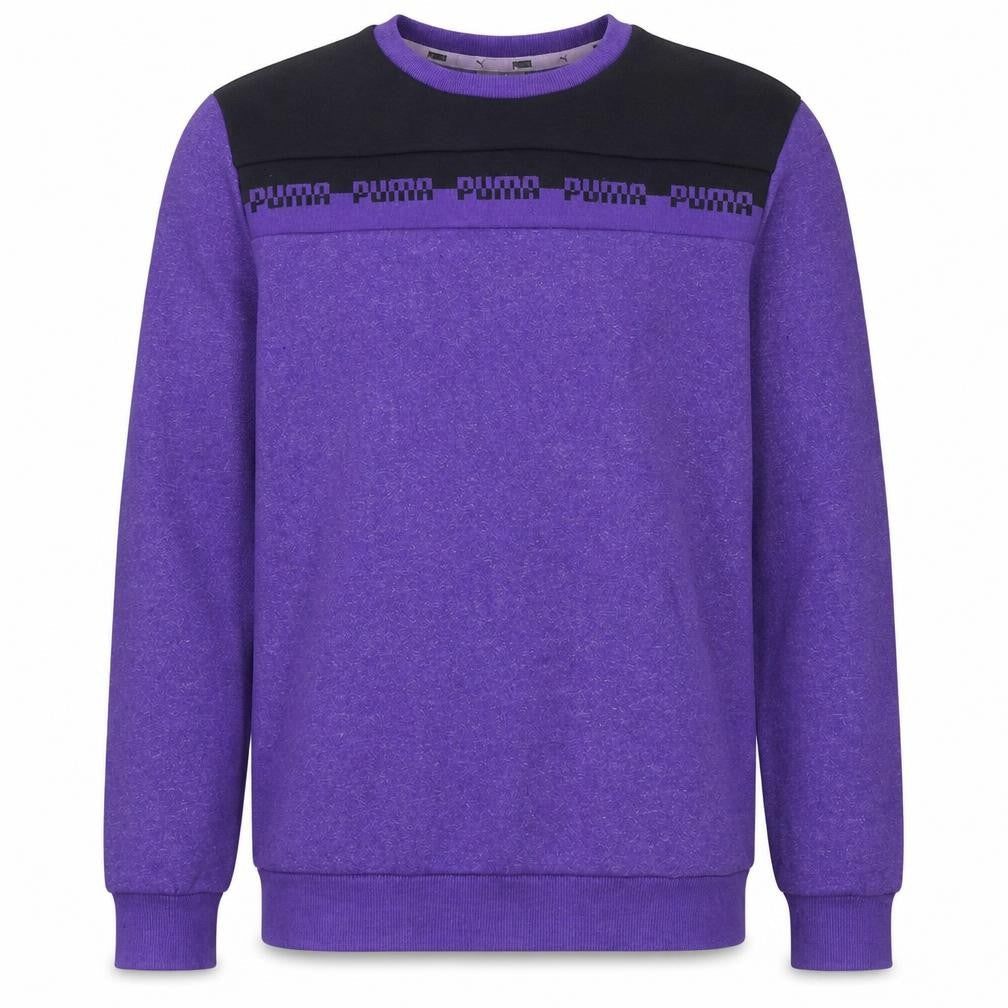 Front view of Puma Men's Purple Logo Pullover Sweatshirt, size M