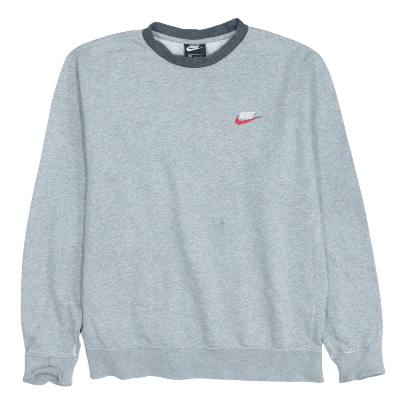 Nike Mens Grey Pullover Sweatshirt M Crew Neck Fleece Logo