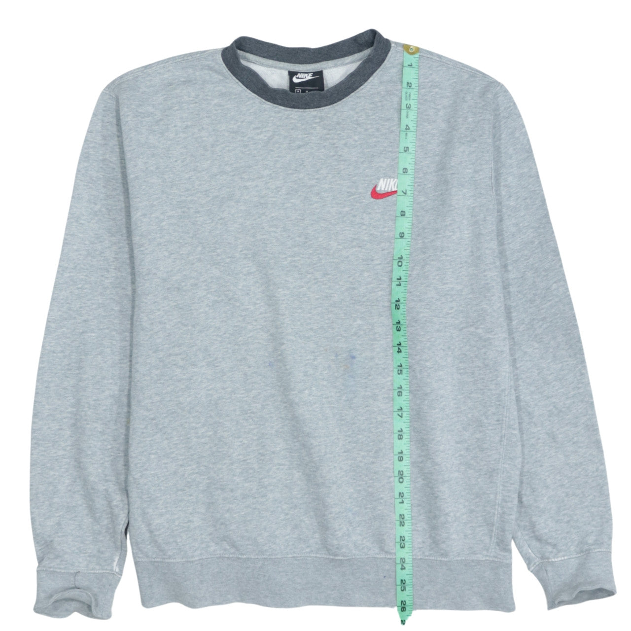 Nike Mens Grey Pullover Sweatshirt M Crew Neck Fleece Logo