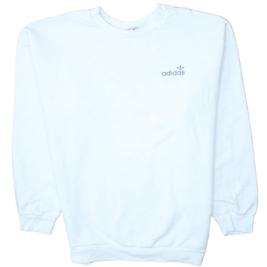 Adidas Womens White Crew Neck Pullover Sweatshirt UK 12