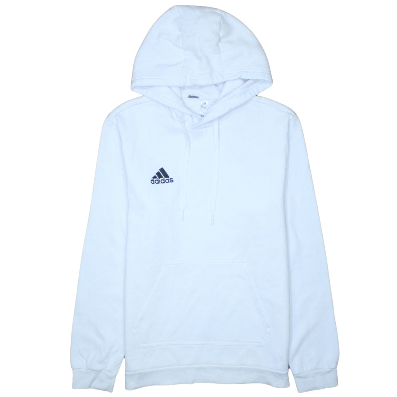 Adidas Mens White Pullover Hoodie Size M Sports Fleece