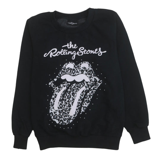 Tu Rolling Stones Women's Black Size 12 Leopard Print Sweatshirt