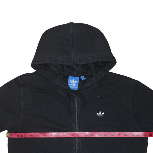 Adidas Originals Mens Black Full Zip Hoodie Size M Hooded Fleece Lined