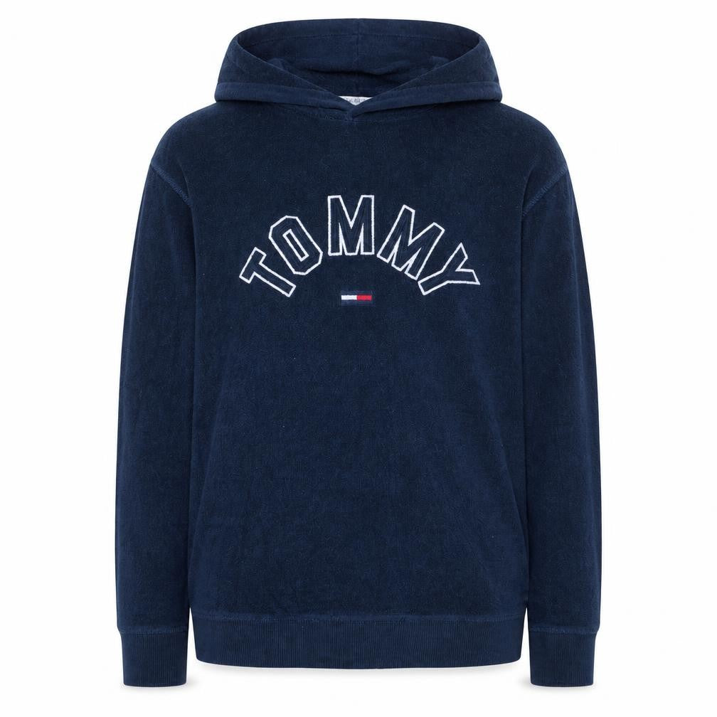 Tommy Jeans Men's Blue XL Pullover Hoodie Embroidered Logo Cotton