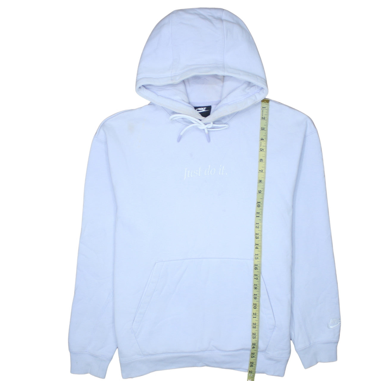Nike Women's White Pullover Hoodie Medium Just Do It Embroidered Sweatshirt
