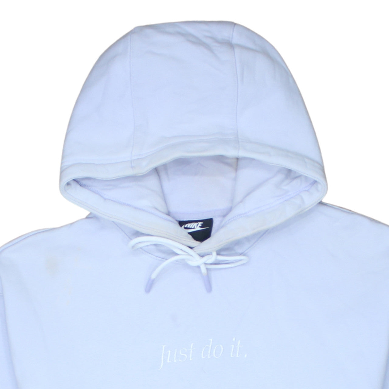 Nike Women's White Pullover Hoodie Medium Just Do It Embroidered Sweatshirt