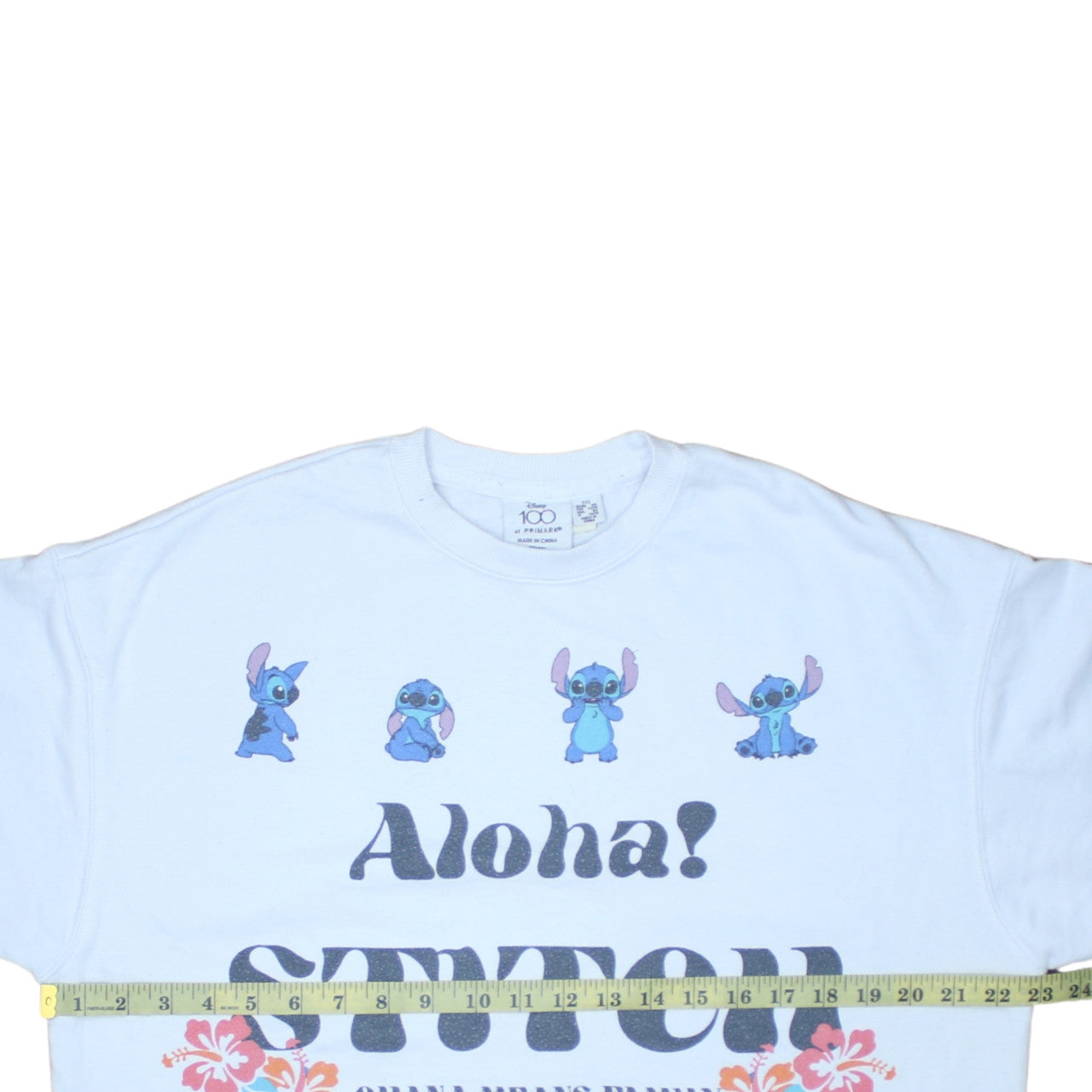 Disney Stitch White Pullover Sweatshirt Women 2XS Aloha Graphic Primark