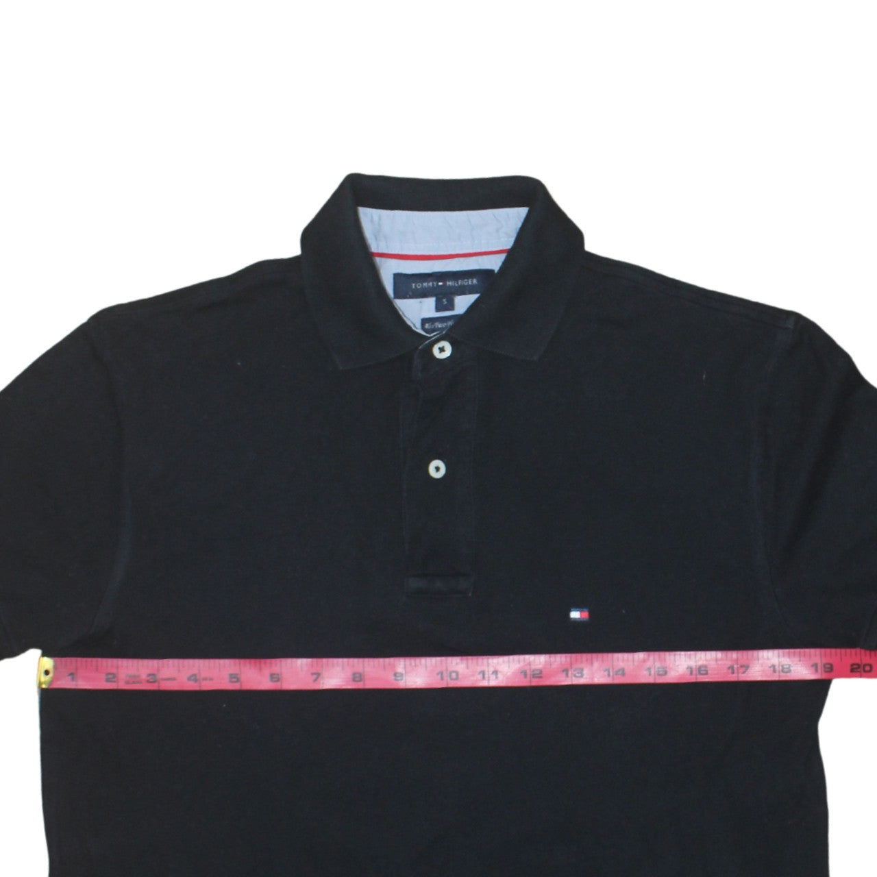 Tommy Hilfiger Men's Black Cotton Polo Shirt Size S Logo Classic