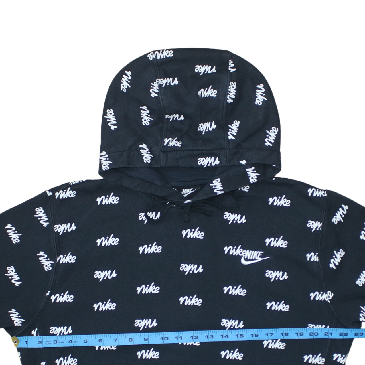 Nike Women's Black Pullover Hoodie Small Logo Print Cotton Blend
