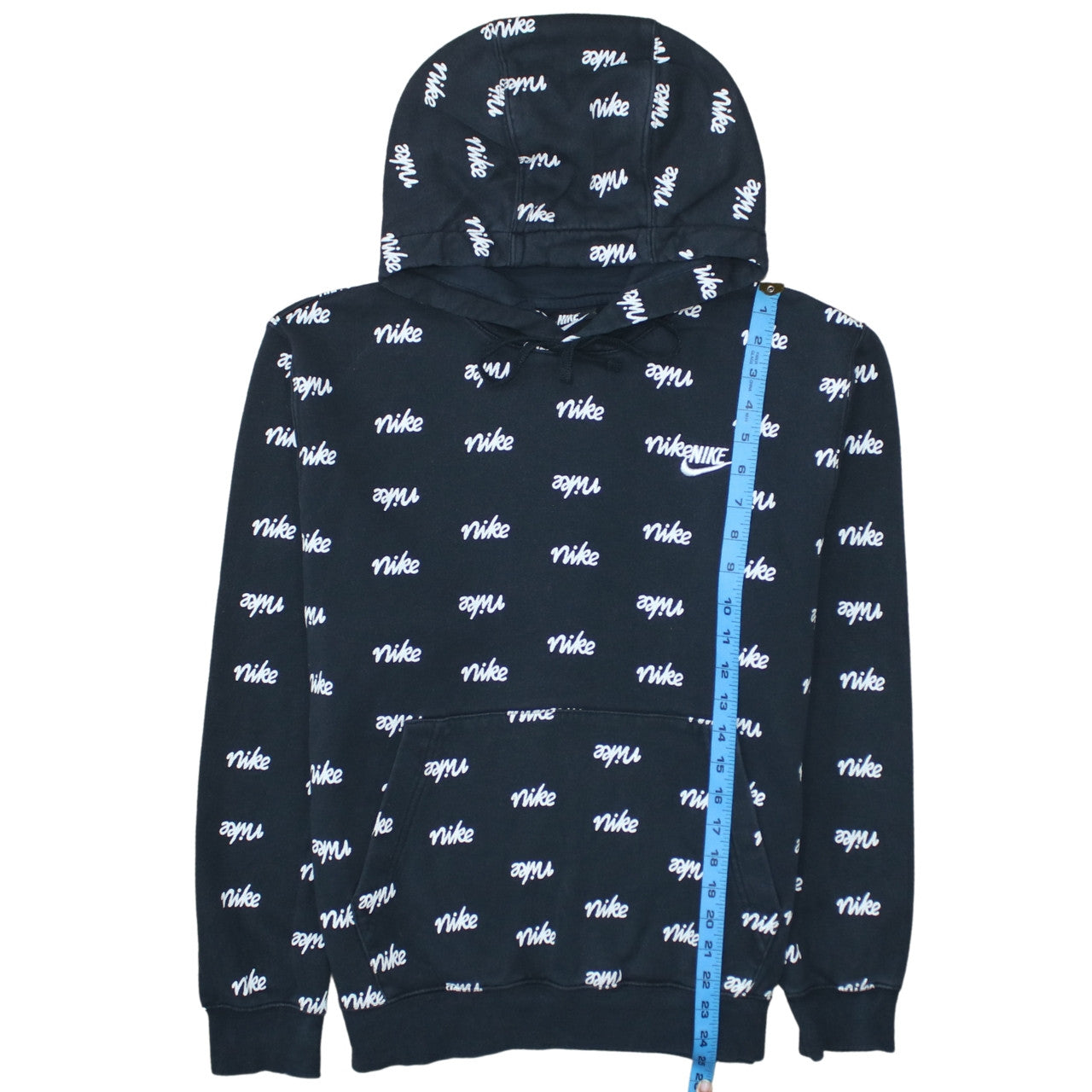 Nike Women's Black Pullover Hoodie Small Logo Print Cotton Blend