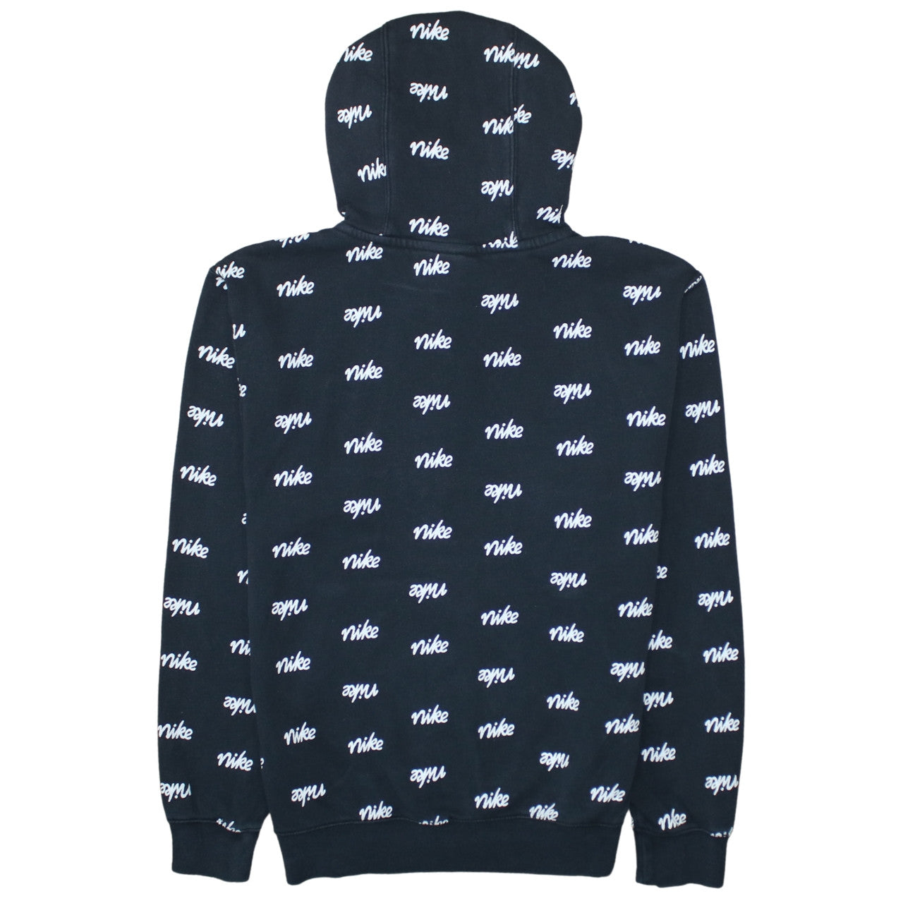 Nike Women's Black Pullover Hoodie Small Logo Print Cotton Blend