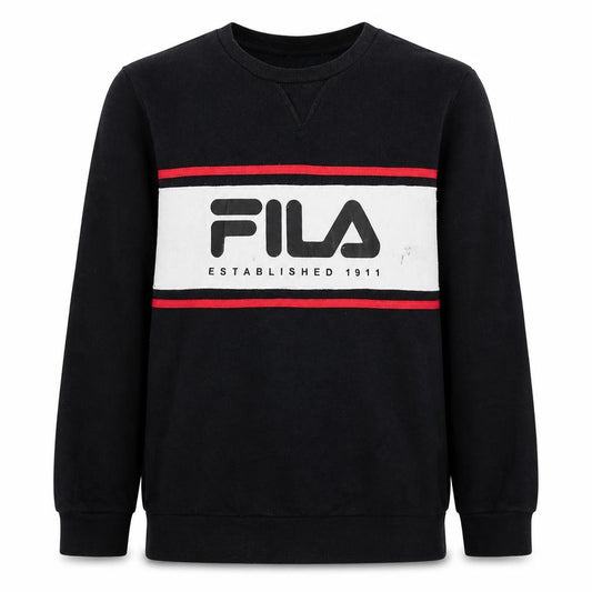 FILA Men's Black Logo Pullover Sweatshirt L Classic Sportswear