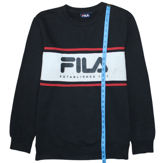 FILA Men's Black Logo Pullover Sweatshirt L Classic Sportswear