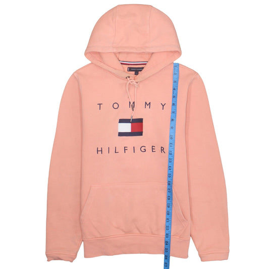Tommy Hilfiger Men's Pink Pullover Hoodie Size S Logo Fleece