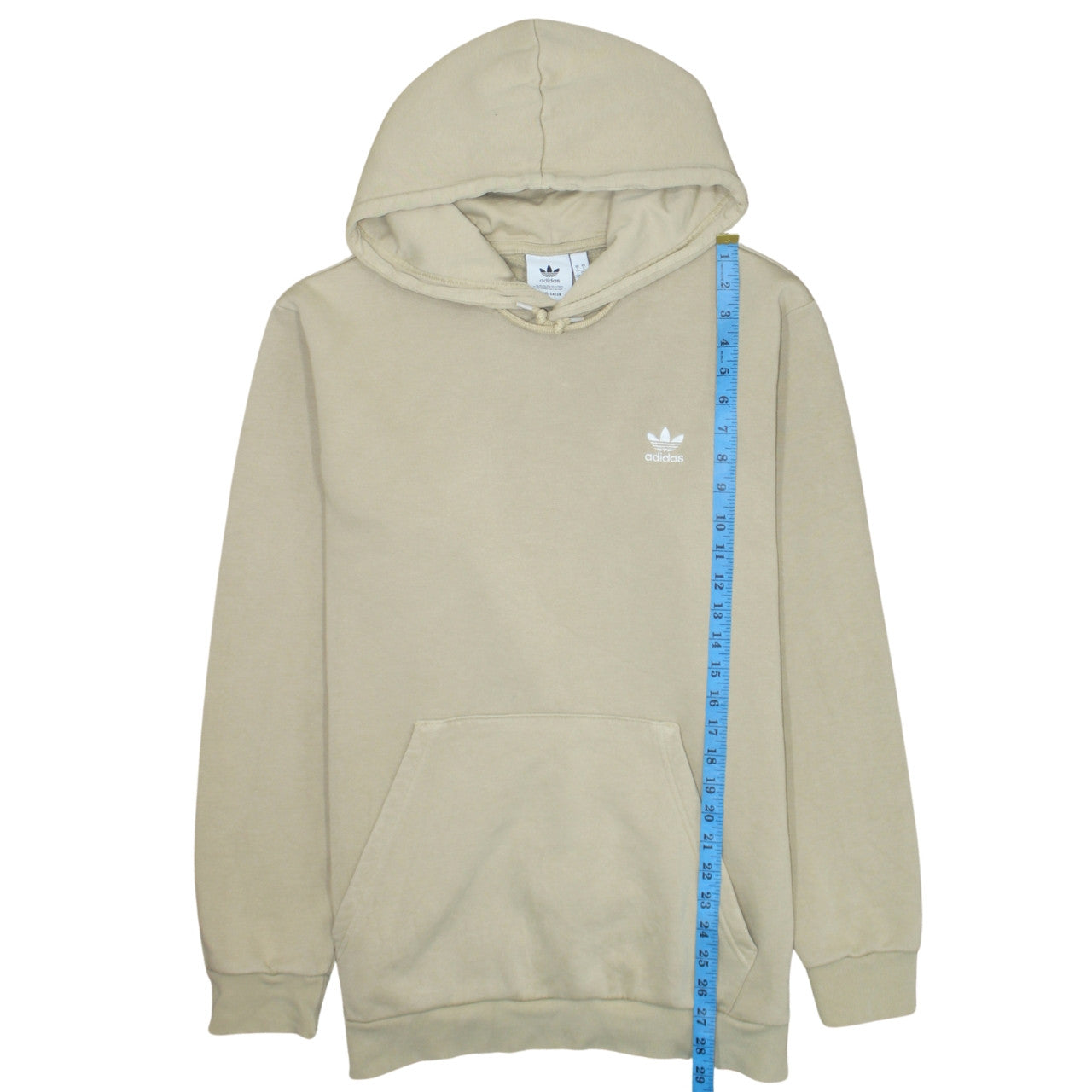 Adidas Men’s Beige Pullover Hoodie L Regular Fit Fleece Sweatshirt