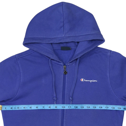 Champion Women's Blue Full Zip Hoodie Size L Cotton Blend