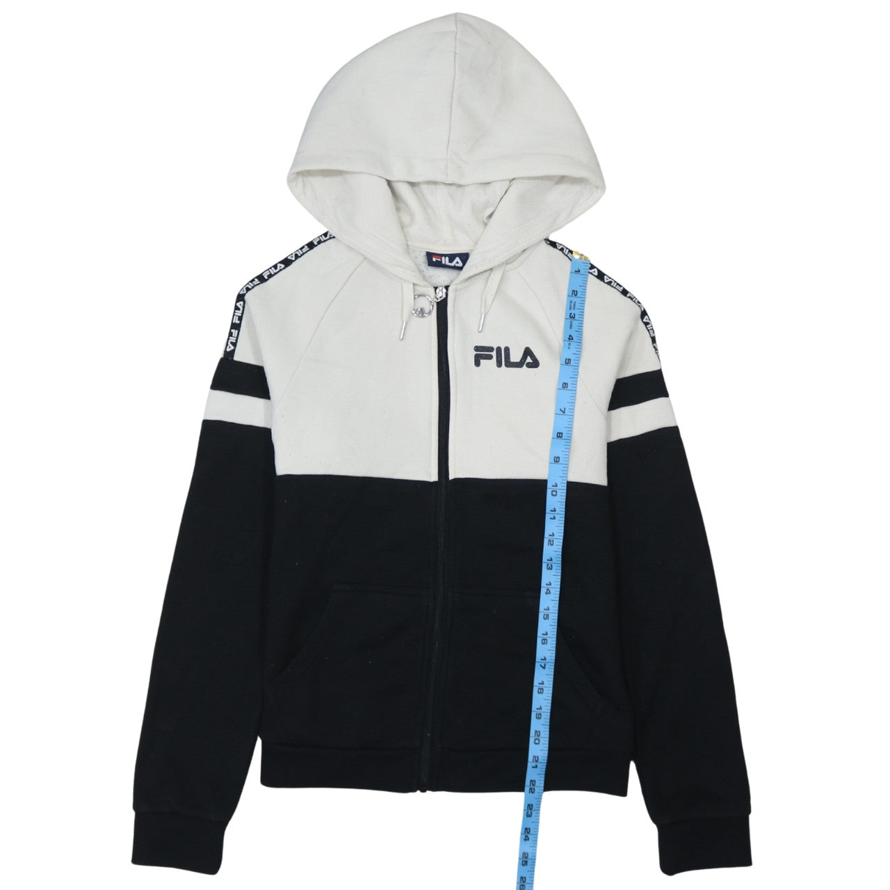 FILA Men’s Black & White Full Zip Hoodie Size S Regular Fit