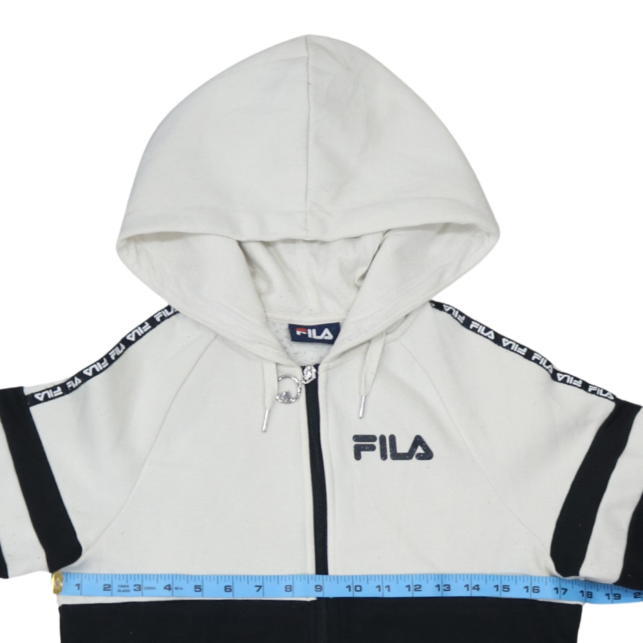 FILA Men’s Black & White Full Zip Hoodie Size S Regular Fit