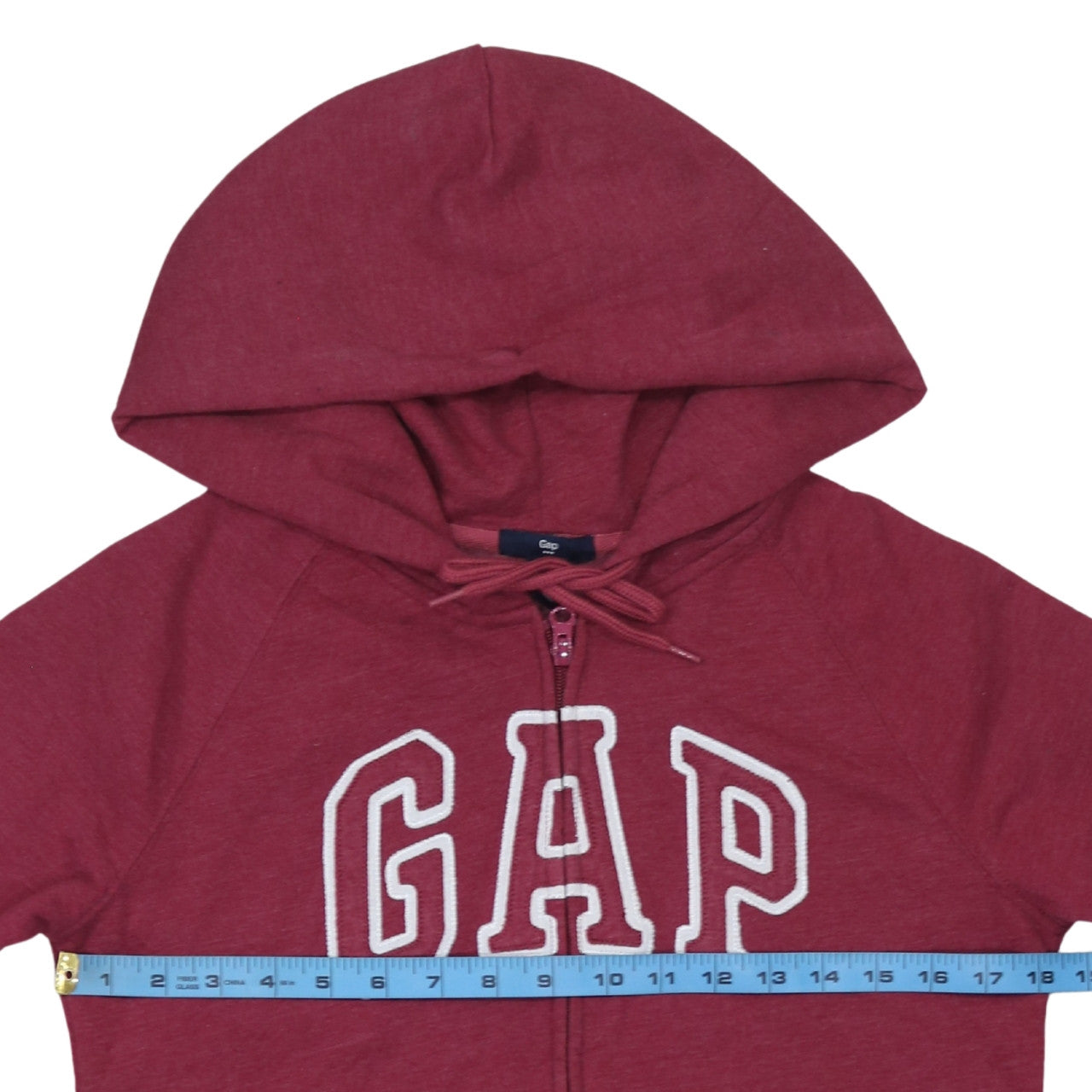 GAP Mens Red Full Zip Hoodie M Logo Fleece Sweatshirt