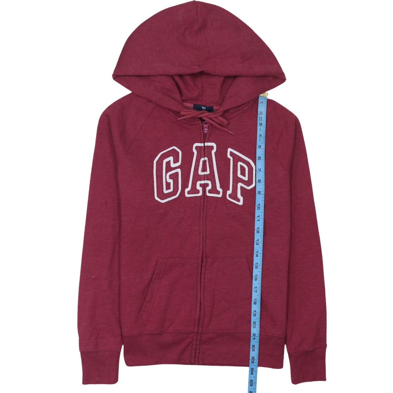 GAP Mens Red Full Zip Hoodie M Logo Fleece Sweatshirt