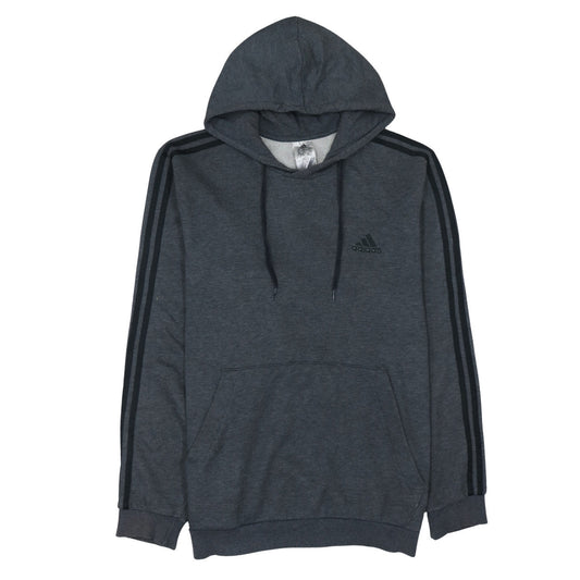 Adidas Men’s Grey XL Pullover Hoodie with Logo Stripes