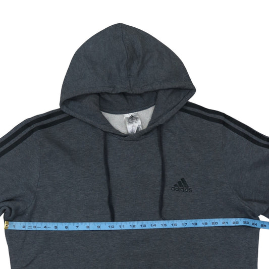 Adidas Men’s Grey XL Pullover Hoodie with Logo Stripes