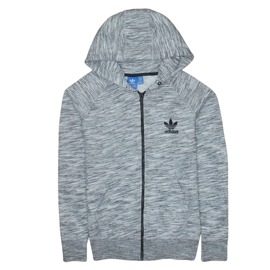 Adidas Women Grey Full Zip Hoodie Size 10 UK Hooded Sweatshirt