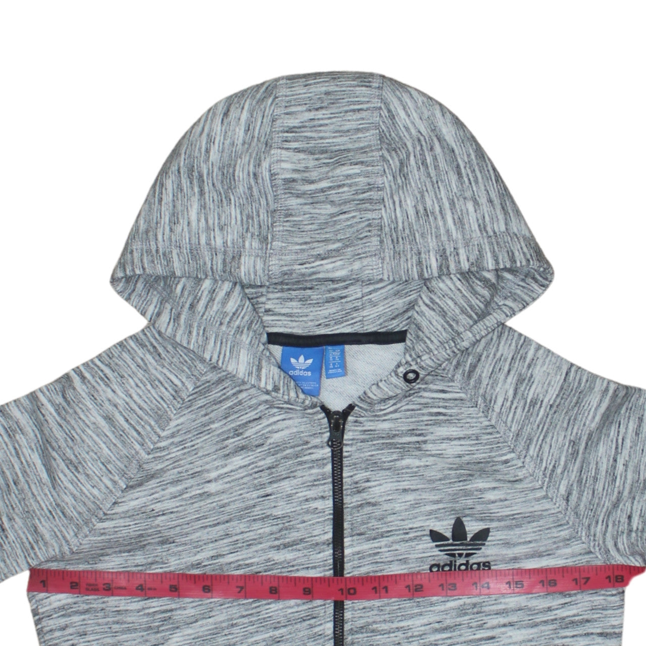 Adidas Women Grey Full Zip Hoodie Size 10 UK Hooded Sweatshirt
