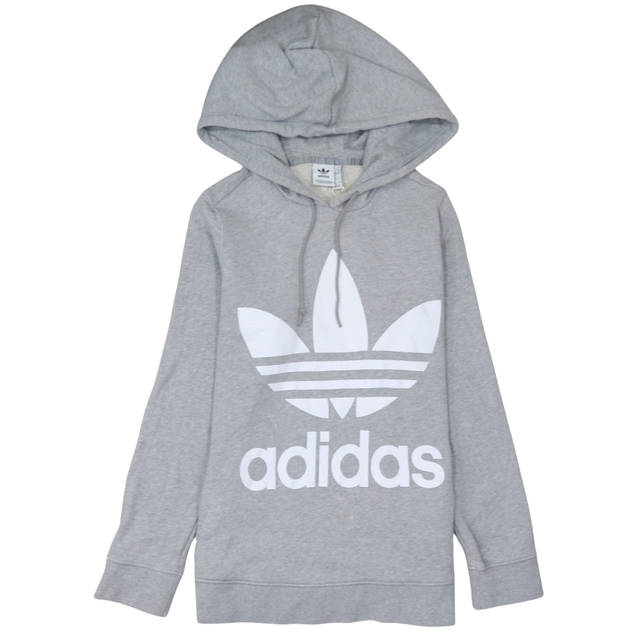 Adidas Women Grey Pullover Hoodie Size 14 Logo Print Cotton Blend