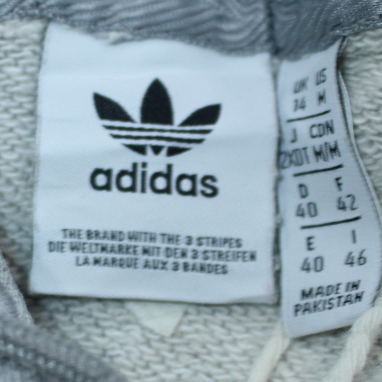 Adidas Women Grey Pullover Hoodie Size 14 Logo Print Cotton Blend