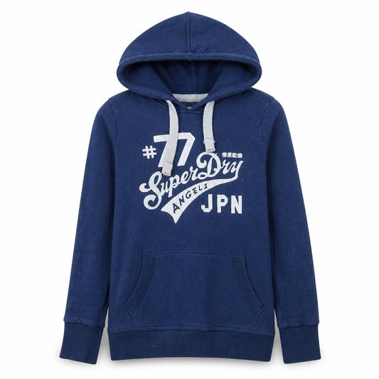 Superdry Women Blue Small Hoodie Pullover Vintage Logo Cotton