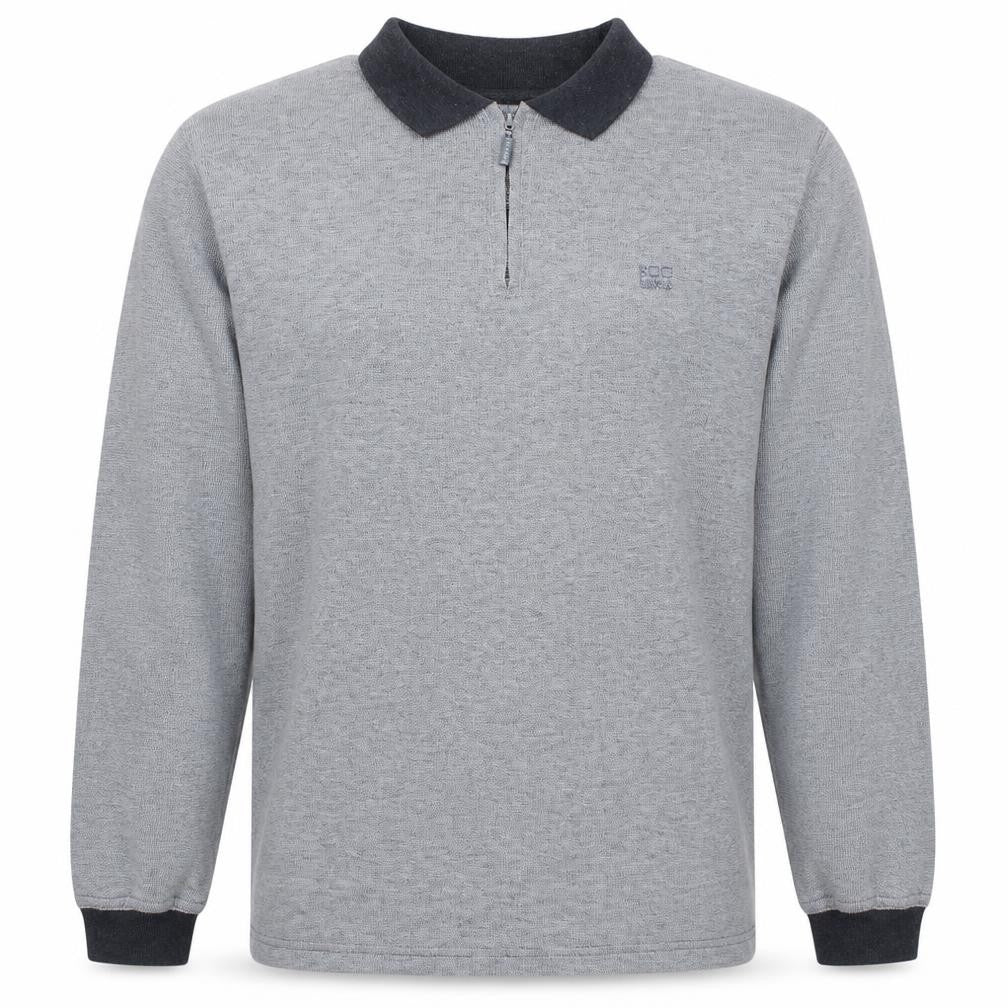 Brice Men's Grey Collared 1/2 Zip Knit Sweatshirt Size L
