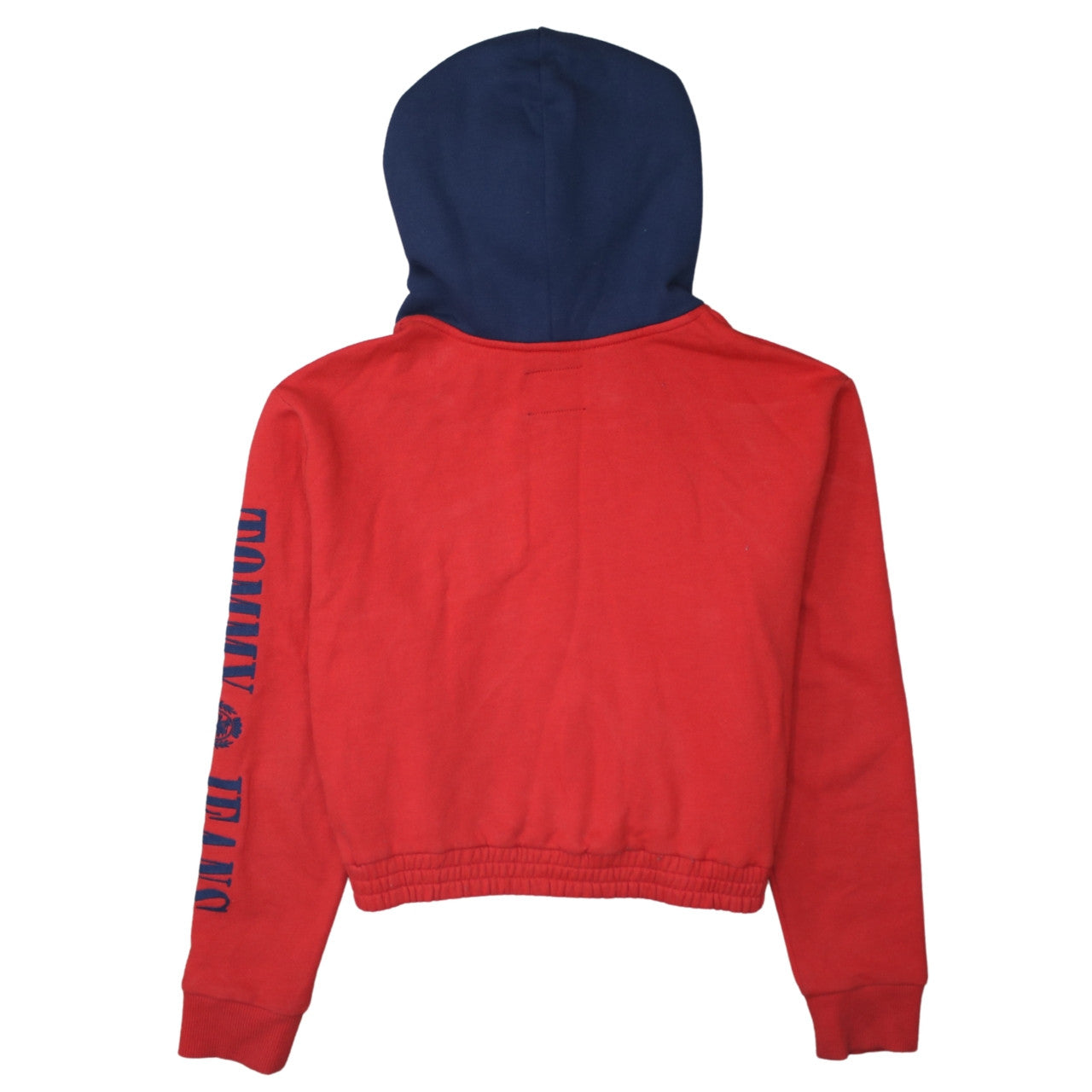 Tommy Jeans Womens Red Navy Hoodie M Logo Print Pullover