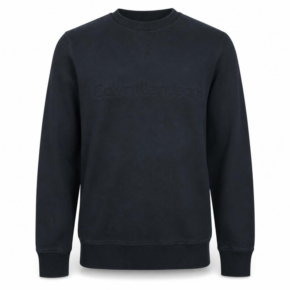 Calvin Klein Jeans Men Black Large Crew Neck Cotton Sweatshirt