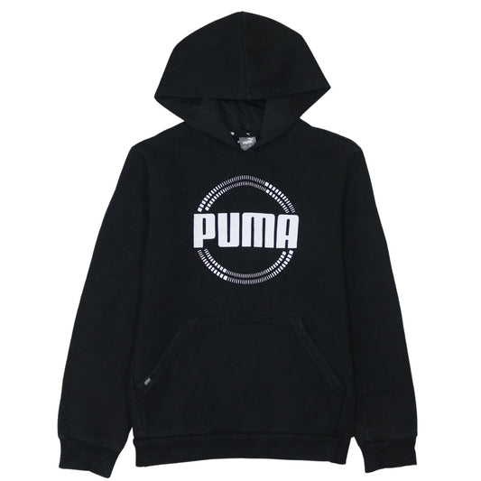 Puma Boys Black Pullover Hoodie 13-14 Years Fleece Hooded Sweatshirt