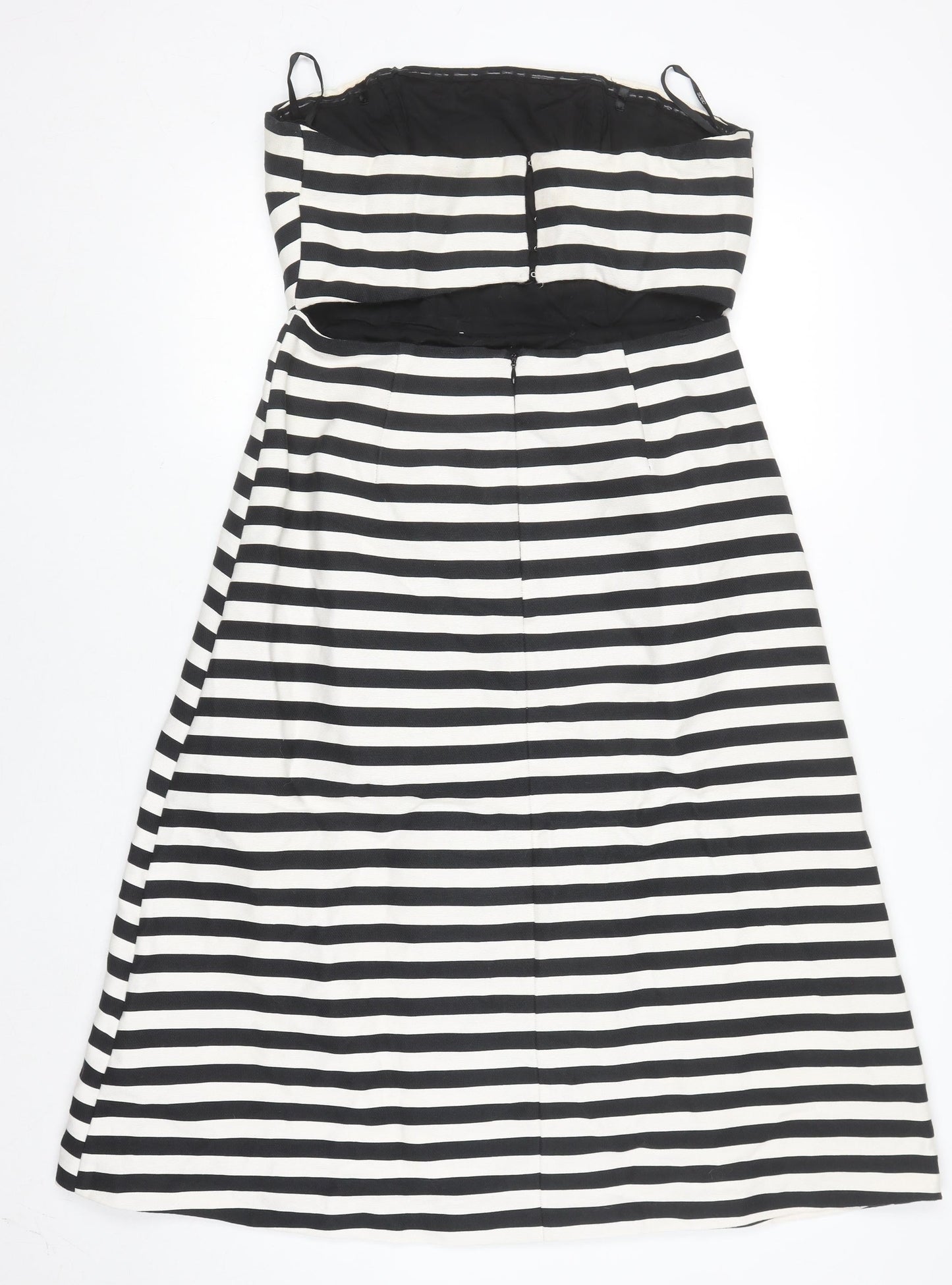 ASOS Women’s Black White Striped Strapless A-Line Dress Size 12