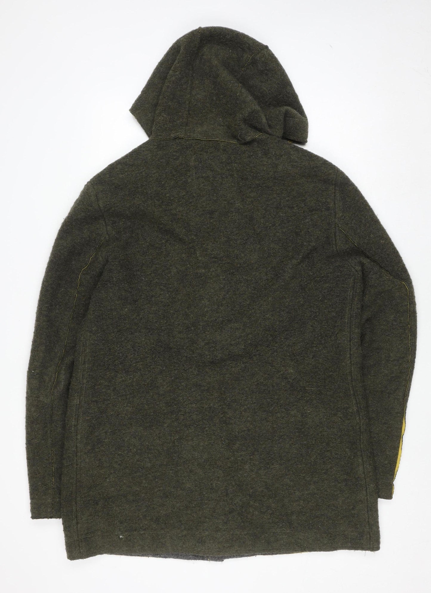 Ganesh Men's Green Wool Blend Hooded Button Coat 2XL