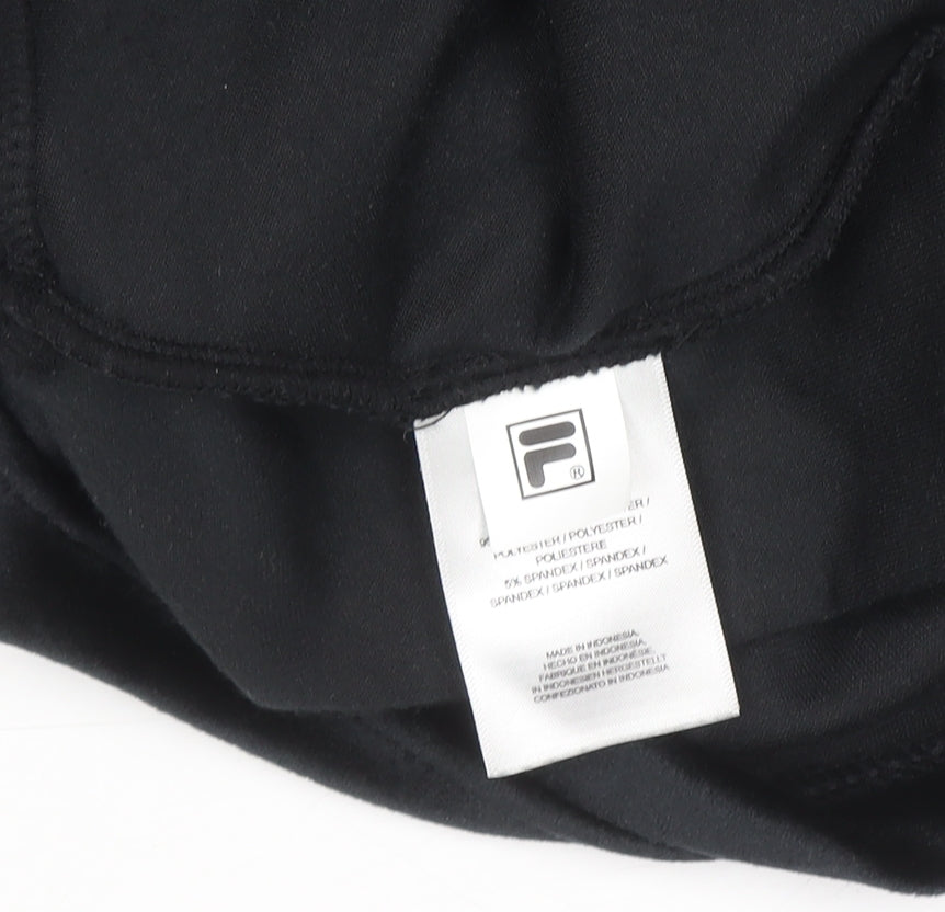 FILA Womens Black Velour Cropped Hoodie UK M