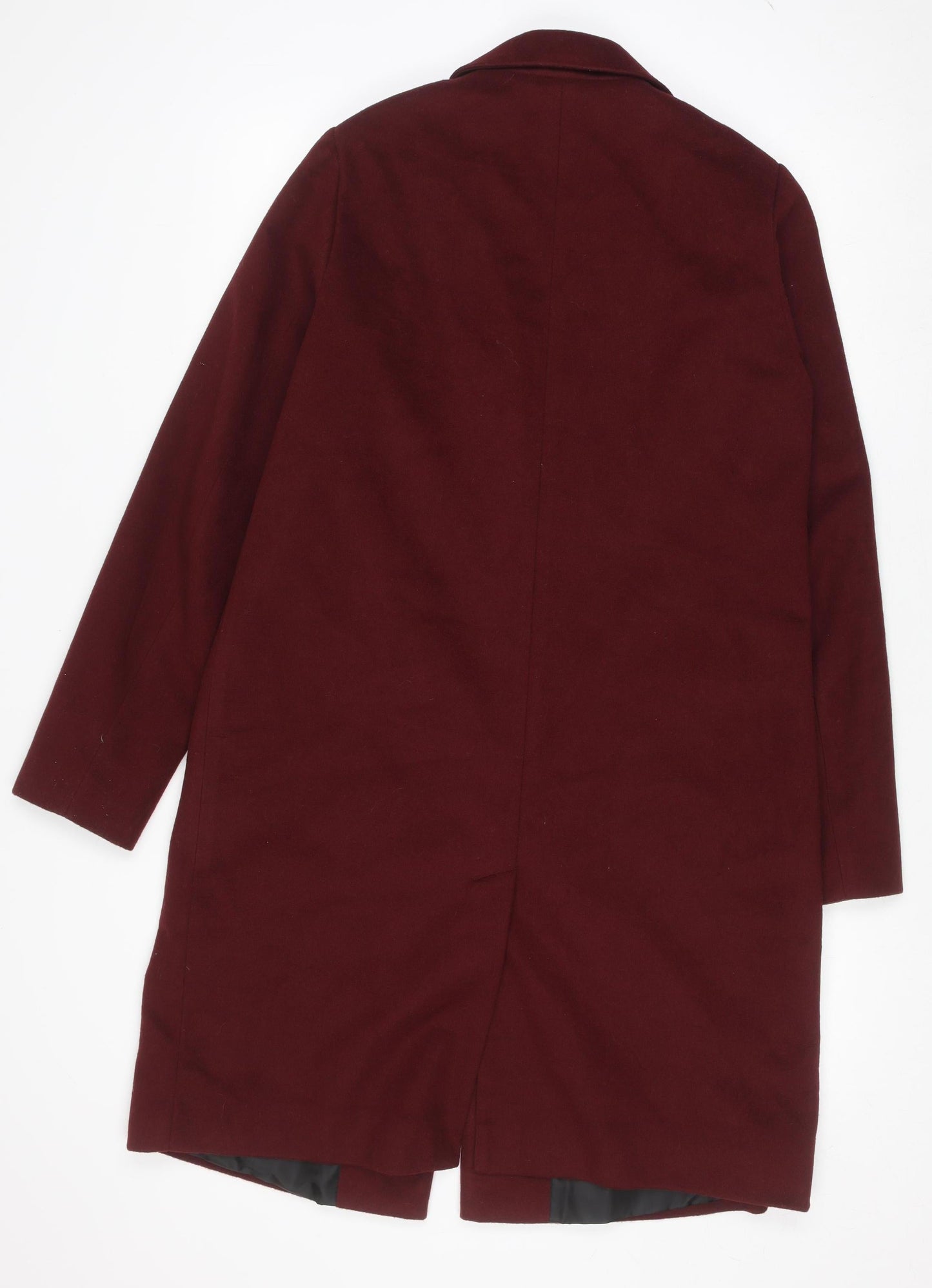 New Look Women’s Red Wool Blend Tall Mid-Length Overcoat Size 12