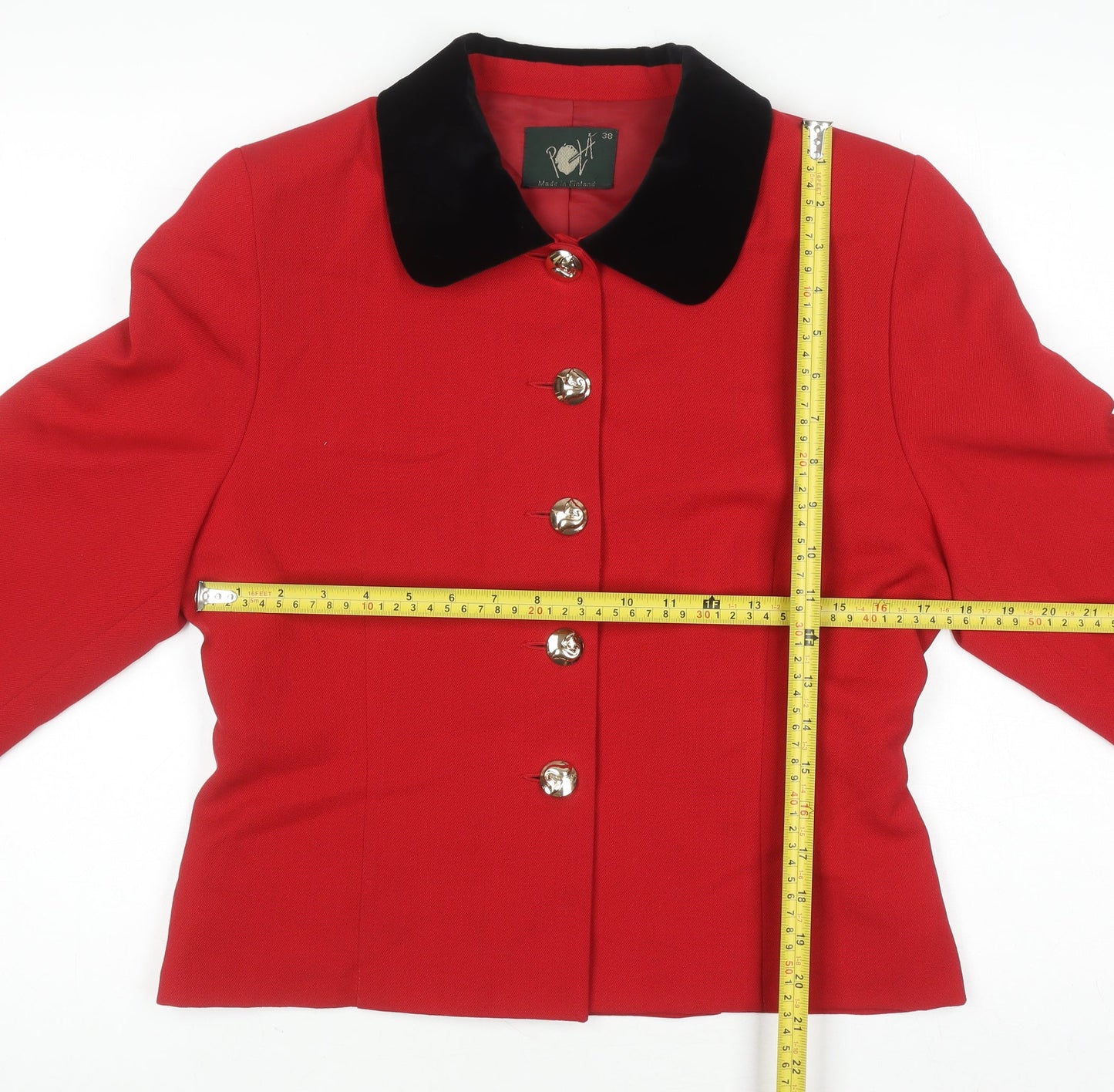 Pelikán Womens Red Wool Blend Velvet Collar Blazer Jacket Size 12