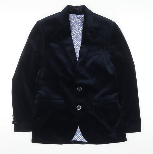 1880 Club Teens Blue Velvet Blazer Jacket Size 8 Formal Single Breasted