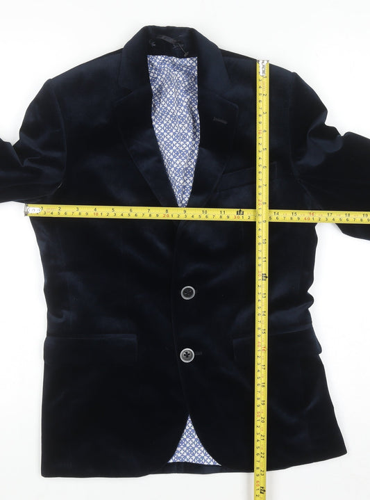 1880 Club Teens Blue Velvet Blazer Jacket Size 8 Formal Single Breasted