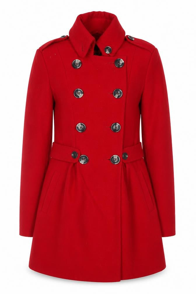Next Women's Red Double-Breasted Pea Coat Size 6