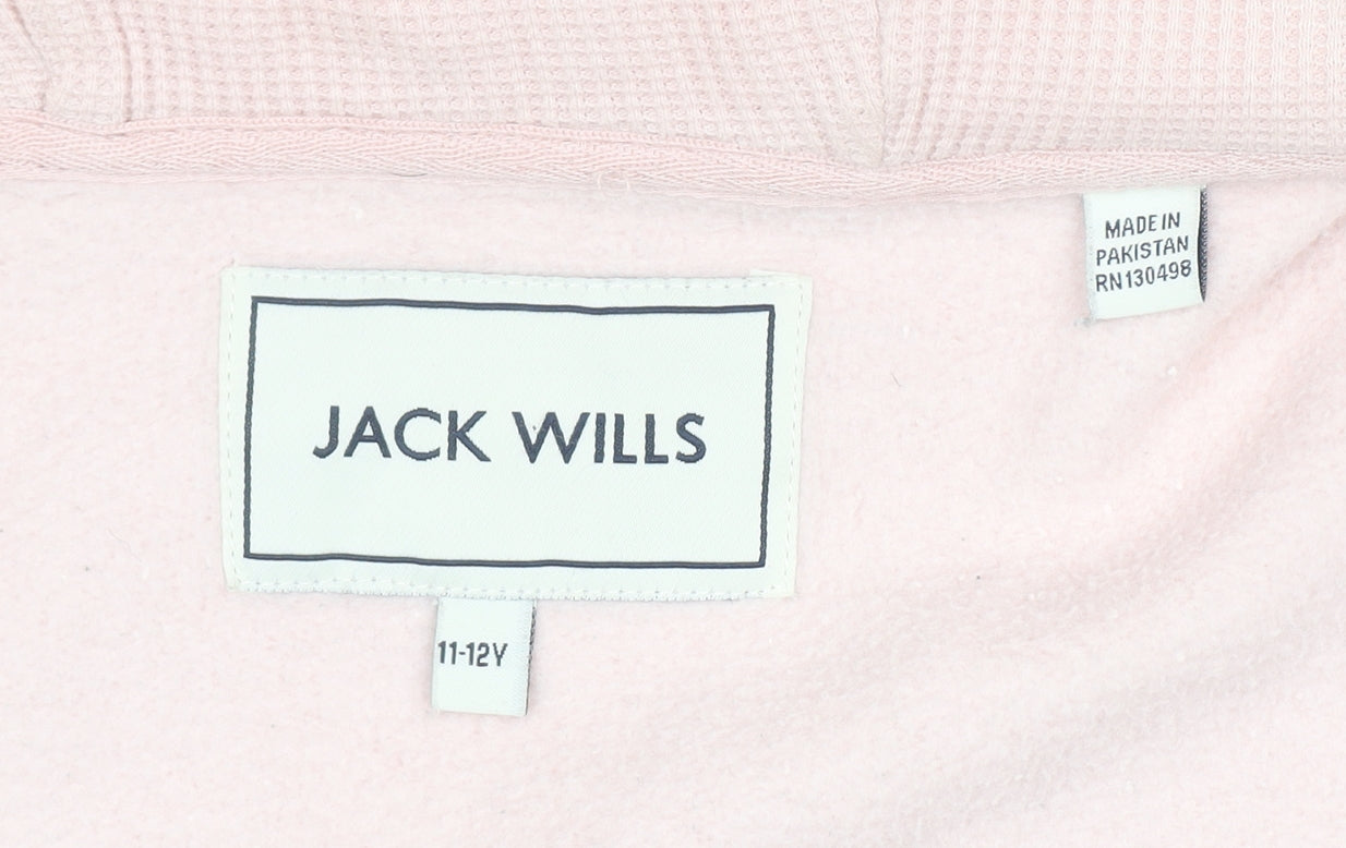 Jack Wills Girls Pink Full Zip Logo Hoodie 11-12 Years