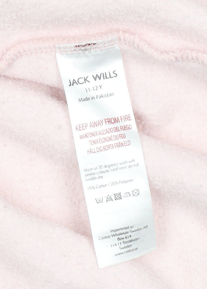 Jack Wills Girls Pink Full Zip Logo Hoodie 11-12 Years