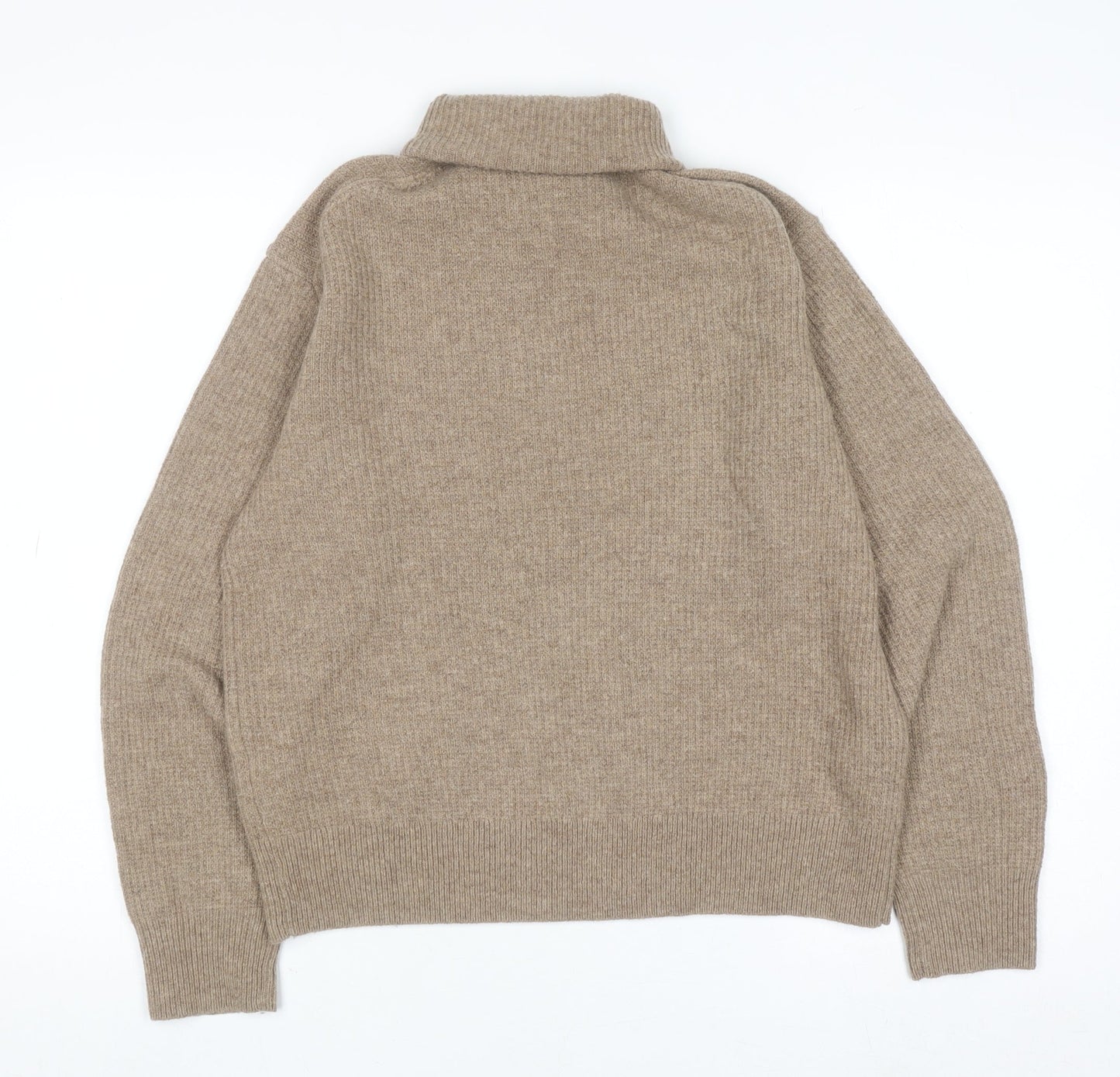 Uniqlo Women's Beige Wool Roll Neck Jumper Size S