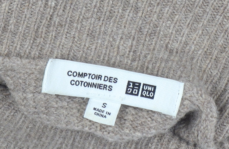Uniqlo Women's Beige Wool Roll Neck Jumper Size S